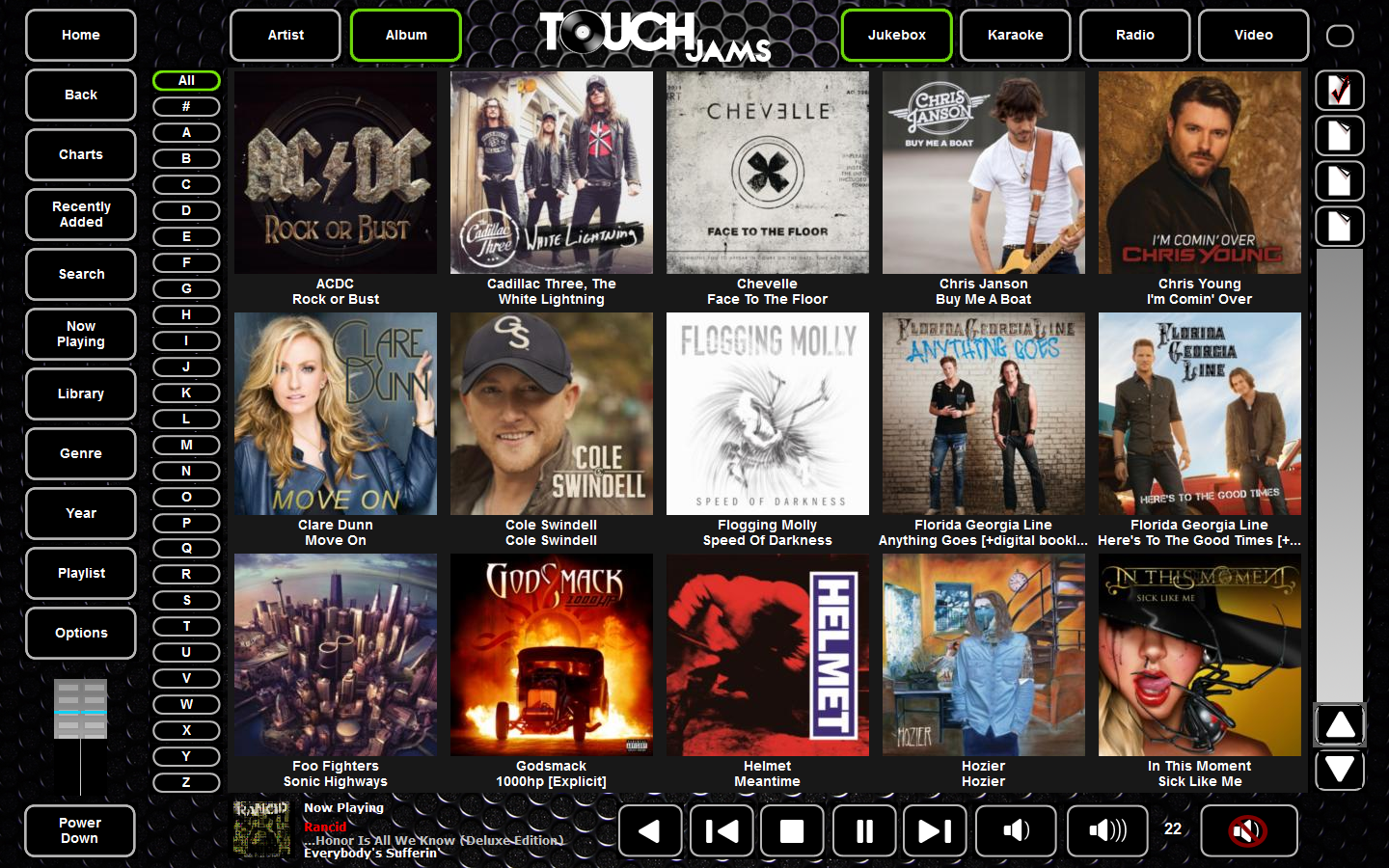 TouchJams Jukebox Software for the Windows PC Skins Widescreen